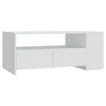 Mesa De Centro Madera Contrachapada Blanco 102x55x42 Cm