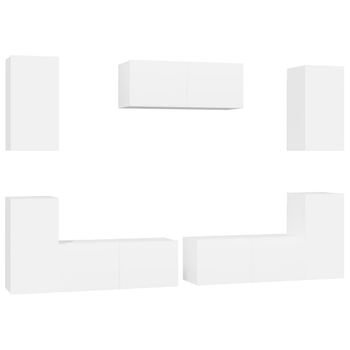 Set De Muebles Para Tv 7 Piezas Madera Contrachapada Blanco