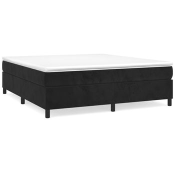 Estructura De Cama Box Spring Terciopelo Negro 180x200 Cm