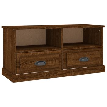 Mueble De Tv Madera Contrachapada Marrón Roble 93x35,5x45 Cm