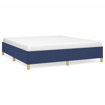 Estructura De Cama Box Spring Tela Azul 160x200 Cm