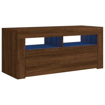 Mueble De Tv Con Luces Led Roble Marrón 90x35x40 Cm