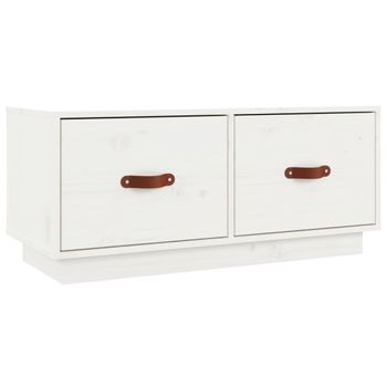 Mueble De Tv De Madera Maciza De Pino Blanco 80x34x35 Cm