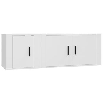 Set De Muebles De Tv 2 Piezas Madera Contrachapada Blanco