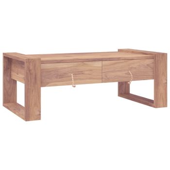 Mesa De Centro De Madera Maciza De Teca 110x60x40 Cm