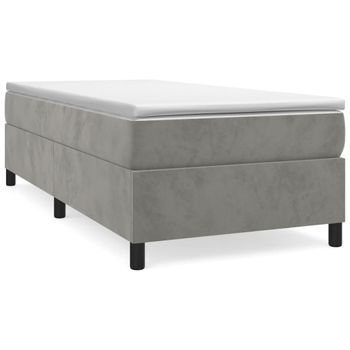 Estructura De Cama Box Spring Terciopelo Gris Claro 80x200 Cm