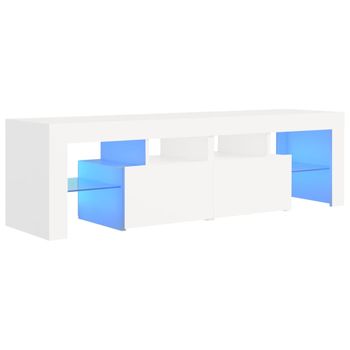 Mueble De Tv Con Luces Led Blanco 140x36,6x40 Cm