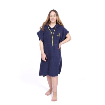 Pacifique Sud - Poncho De Surf Azul Y Amarillo - Tamaño Mediano Sin Mangas