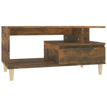 Mesa De Centro Madera Contrachapada Roble Ahumado 90x49x45 Cm