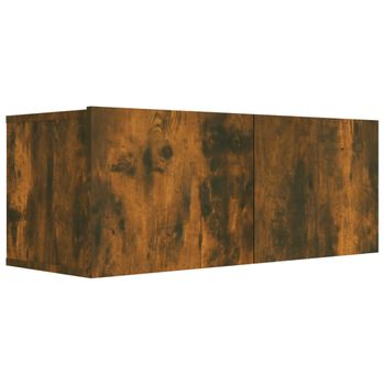 Mueble Para Tv Madera Contrachapada Roble Ahumado 80x30x30 Cm