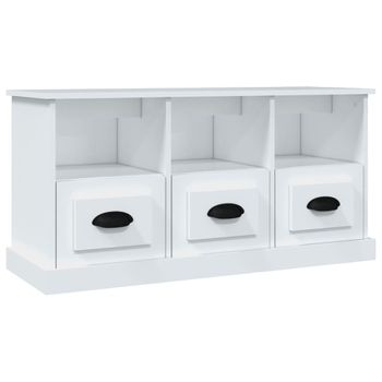 Mueble De Tv Madera Contrachapada Blanco 100x35x50 Cm