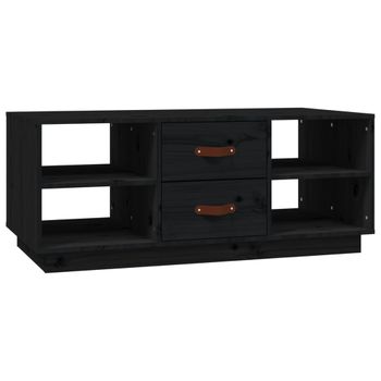 Mesa De Centro De Madera Maciza De Pino Negro 100x50x41 Cm