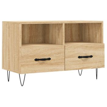 Mueble Para Tv Madera Contrachapada Roble Ahumado 80x36x50 Cm