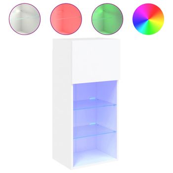 Mueble Para Tv Con Luces Led Blanco 40,5x30x90 Cm