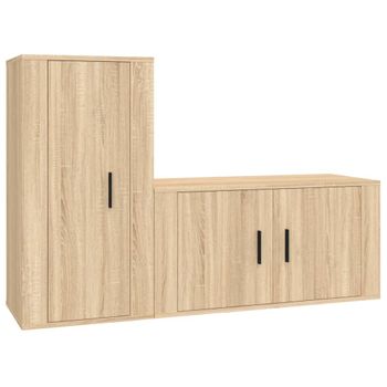 Set De Muebles Para Tv 2 Piezas Madera Contrachapada Roble Sonoma