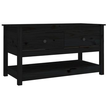 Mesa De Centro De Madera Maciza De Pino Negra 102x49x55 Cm