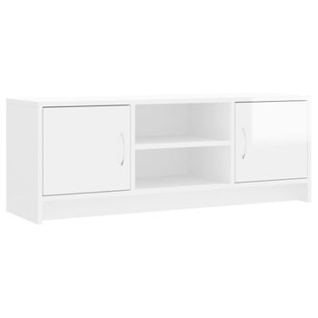 Mueble De Tv Madera De Ingeniería Blanco Brillo 102x30x37,5 Cm