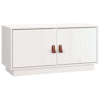 Mueble De Tv De Madera Maciza De Pino Blanco 80x34x40 Cm