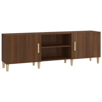 Mueble De Tv Madera Contrachapada Marrón Roble 150x30x50 Cm