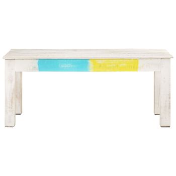 Mesa De Centro De Madera De Mango Maciza Blanca 110x60x45 Cm