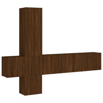 Muebles De Tv De Pared 5 Piezas Madera De Ingeniería Marrón Roble