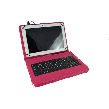 Theoutlettablet® Funda Para Tablet Con Teclado Extraible , Incluye La Tecla "ñ" Con Conexión Type-c ( Compruebe La Conexión De Su Tablet) Color Fucsia