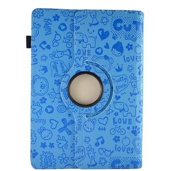 Theoutlettablet® Funda De Diseño Original Azul De Dibujos Y Función Giratoria Para Tablet Spc Dark Glee 10.1" / Blink 10.1"