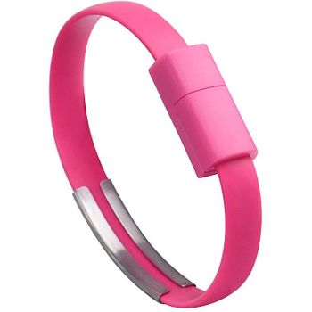 Theoutlettablet® Pulsera Micro Usb Cable Cargador De Datos De Carga De Sincronización Para El Teléfono (rosa Fucsia)