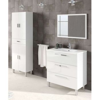 Pack Muebles Baño Plutón Diseño Moderno (mueble Baño+espejo+columna+lavabo  Cerámica) con Ofertas en Carrefour