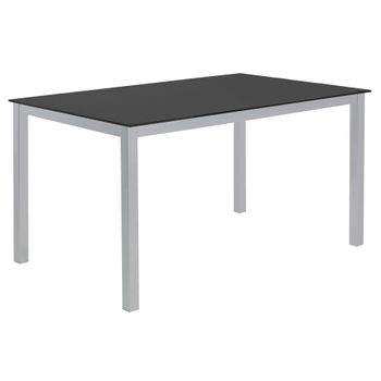 Mesa Cocina Cristal Resistente Color Negro Estructura Acero Color Gris 140x90 Cm