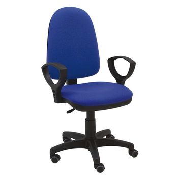 Silla De Escritorio Torino Negra Con Reposabrazos - Tapizado Azul