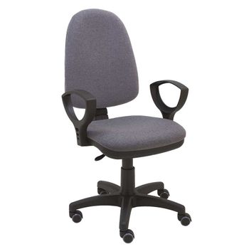 Silla De Escritorio Torino Negra Con Reposabrazos - Tapizado Gris Oscuro