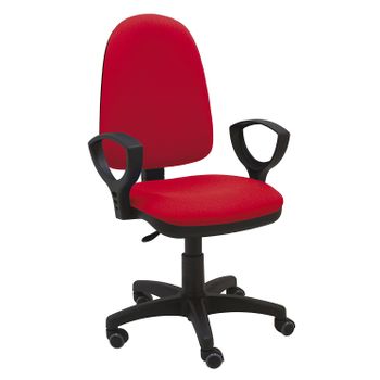 Silla De Escritorio Torino Negra Con Reposabrazos - Tapizado Rojo