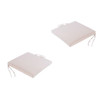 Pack De 2 Cojines Para Sillas De Jardín Color Beige | Repelente Al Agua Y Desenfundable  | Tamaño 44x44x5 Cm