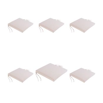 Pack De 6 Cojines Para Sillas De Jardín Color Beige | Repelente Al Agua Y Desenfundable  | Tamaño 44x44x5 Cm