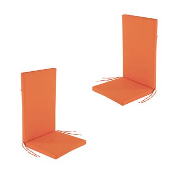 Pack De 2 Cojines Color Naranja Para Sillones De Jardín Reclinables | Repelente Al Agua | Desenfundable | Tamaño 114x48x5 Cm