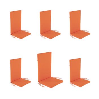 Pack De 6 Cojines Color Naranja Para Sillones De Jardín Reclinables | Repelente Al Agua | Desenfundable | Tamaño 114x48x5 Cm