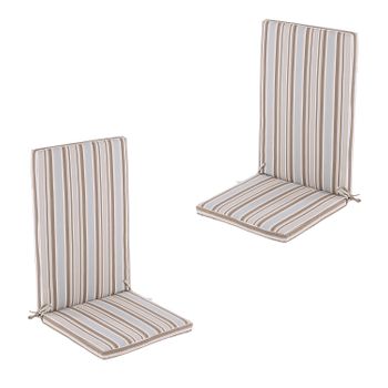 Pack De 2 Cojines Para Sillón De Jardín Reclinable Color Lux Estampado A Rayas | Repelente Al Agua Y Desenfundable | Tamaño 114x48x5 Cm