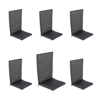 Pack De 6 Cojines De Textilene Color Negro Para Sillas De Exterior Reclinables | Tela Antimanchas | Desenfundable | Tamaño 114x48x5 Cm