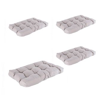 Pack De 4 Cojines Asiento Para Palet | Lux Color Cappuccino | Repelente Al Agua | Tamaño: 80x120x16 Cm