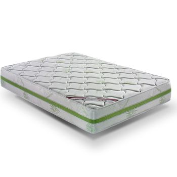 Colchón Viscoelastico Modelo Aloe Vera, 80 X 200 X 26cm, Tejido Aloe Vera - Todas Las Medidas, Blanco Y Verde