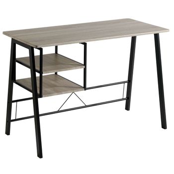 Mesa Escritorio Industrial Eibar Metal Despacho Oficina Dormitorio Juvenil Roble Y Negro 120x52x77