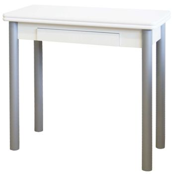 Mesa Blanca Plegable Cocina Mijas Cajón Funcional Patas Gris Plata 80x40-80