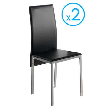 Pack 2 Sillas Saona Negro Comedor Cocina Estilo Contemporaneo Polipiel Salon Modernas 97x51x42