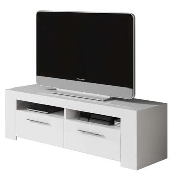 Mueble Televisor Salon Comedor Estilo Moderno Color Blanco 2 Puertas 120x40x42