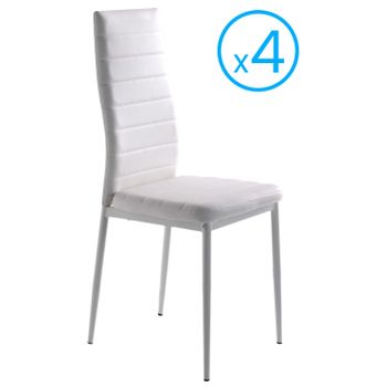 Pack 4 Sillas Blanco Clady Modenas Salon Cocina Estilo Contemporaneo Polipiel Comedor 98x47x41