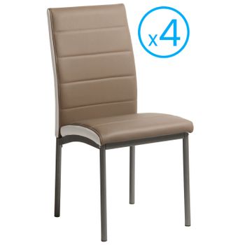 Pack 4 Sillas Meli Camel Estilo Contemporaneo Comedor Salon Polipiel Modernas Cocina 92x54x45