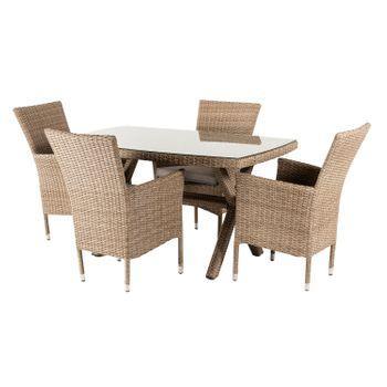 Conjunto Mesa Y Sillas Terraza Plegable Ratã¡n Aktive con Ofertas en  Carrefour