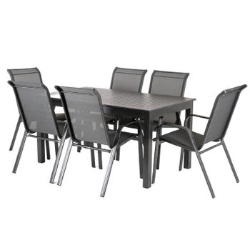 Conjunto Para Terraza De Mesa Extensible Y Seis Sillones Apilables -