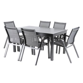 Conjunto Para Exterior De Mesa Extensible 152/210 Cm Y 6 Sillones Reforzados | Aluminio Color Antracita |